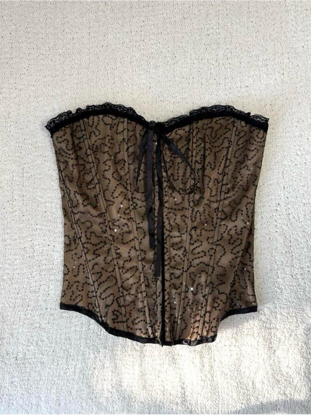 Y2K Charlotte Russe sequin lace up corset